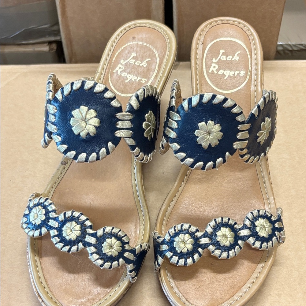 Jack Rogers Navy and Cream Sandals